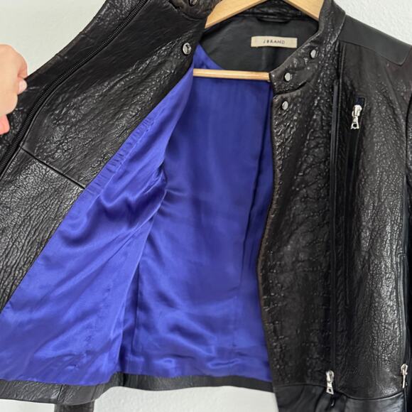 J Brand Black Leather Jacket Size Small - Picture 3 of 8